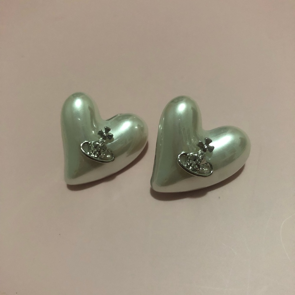 Pearl Heart Saturn Orb Earrings